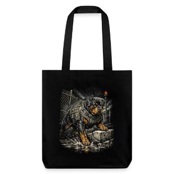 Rottweiler Hund - Stanley/Stella recycelter Heavyweight Stoffbeutel - Schwarz - Vorne