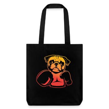 Boxender Mops – Pug Boxer Spaß - Stanley/Stella recycelter Heavyweight Stoffbeutel - Schwarz - Vorne