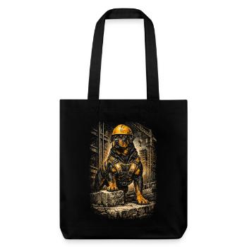 Rottweiler Dog Construction Worker - Stanley/Stella Heavyweight Recycled Tote Bag - black - Front