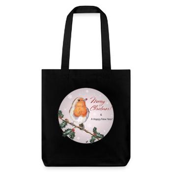Illustration d’un oiseau sur une branche avec inscription - Tote bag épais recyclé Stanley/Stella - noir - Devant