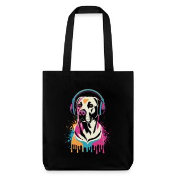 Labrador avec casque - Tote bag épais recyclé Stanley/Stella - noir - Devant