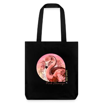 Pink flamingo illustration in the circle of the sunset - Stanley/Stella Heavyweight Recycled Tote Bag - black - Front