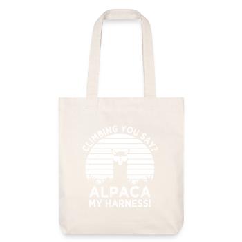 Alpaka, mein Kletter-Geschirr-Tee - Stanley/Stella recycelter Heavyweight Stoffbeutel - Naturweiß - Vorne
