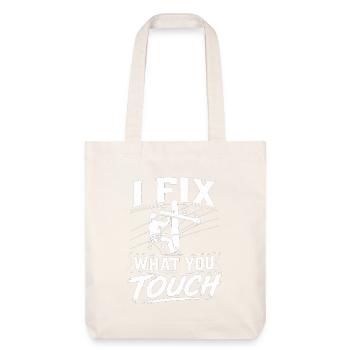 Motif de ligne électrique Papa câble - Tote bag épais recyclé Stanley/Stella - blanc cassé - Devant