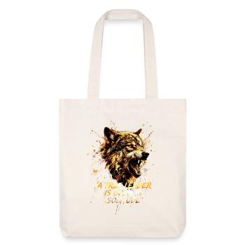 Wolf Head Wolf Alpha Leader Motivational Saying - Stanley/Stella Heavyweight Recycled Tote Bag - natural white - Front