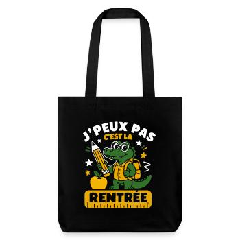 Rentrée Crocodile Cartable - Tote bag épais recyclé Stanley/Stella - noir - Devant