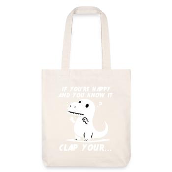 Drôle de dinosaure T-Rex anniversaire joyeux dessin animé - Tote bag épais recyclé Stanley/Stella - blanc cassé - Devant