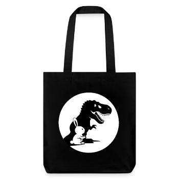 Klein aber oho! starker Hase T-Rex Schatten - Stanley/Stella recycelter Heavyweight Stoffbeutel - Schwarz - Vorne