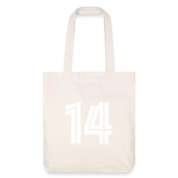 Trikotnummer 14 – Geschenk zum 14-jährigen Jubiläum - Stanley/Stella recycelter Heavyweight Stoffbeutel - Naturweiß - Vorne