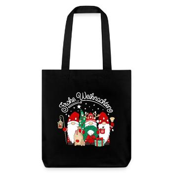Wichtel Frohe Weihnachten Gnomies - Stanley/Stella recycelter Heavyweight Stoffbeutel - Schwarz - Vorne
