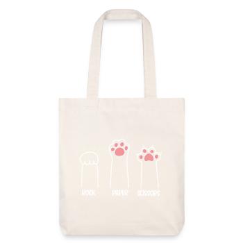 Chat mignon patte de roche papier ciseaux drôle jeu de main - Tote bag épais recyclé Stanley/Stella - blanc cassé - Devant