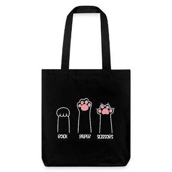 Chat mignon patte de roche papier ciseaux drôle jeu de main - Tote bag épais recyclé Stanley/Stella - noir - Devant