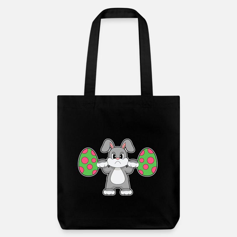 Bunny Easter Easter Egg Dumbbell - Stanley/Stella Heavyweight Recycled Tote Bag - black