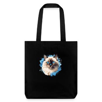 Birman Cat Birma Katze - Stanley/Stella recycelter Heavyweight Stoffbeutel - Schwarz - Vorne