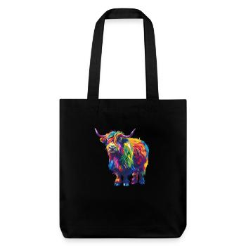 Yak Rainbow Colorful Blaze Yak - Stanley/Stella Heavyweight Recycled Tote Bag - black - Front