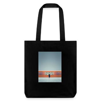 Minimalistischer U-Bahn-Moment - Stanley/Stella recycelter Heavyweight Stoffbeutel - Schwarz - Vorne