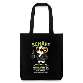 Schaf Spruch Schäff Lustig Geschenkidee Schafe - Stanley/Stella recycelter Heavyweight Stoffbeutel - Schwarz - Vorne