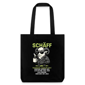 Schaf Spruch Schäff Lustig Geschenkidee Schafe - Stanley/Stella recycelter Heavyweight Stoffbeutel - Schwarz - Vorne