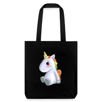 süßes Einhorn bunte Mähne - Stanley/Stella recycelter Heavyweight Stoffbeutel - Schwarz - Vorne
