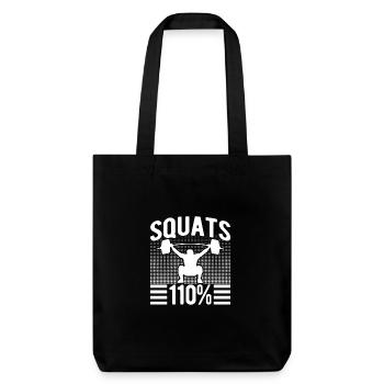 Gym Junkies Squats 110% Calisthenics Fitness - Stanley/Stella recycelter Heavyweight Stoffbeutel - Schwarz - Vorne