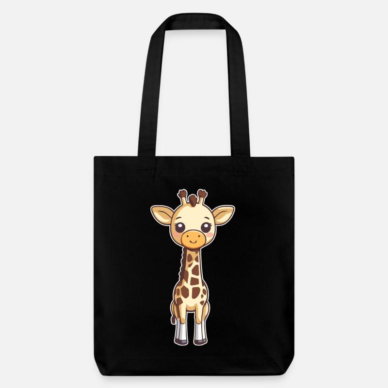 Niedliche Giraffe - Stanley/Stella recycelter Heavyweight Stoffbeutel - Schwarz