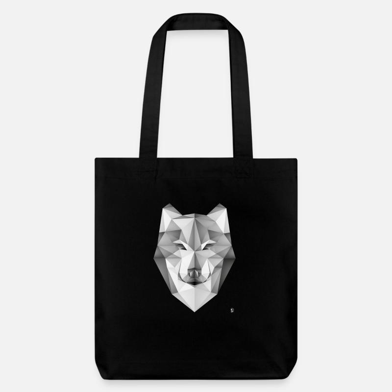 AD Geometric Wolf - Stanley/Stella recycelter Heavyweight Stoffbeutel - Schwarz