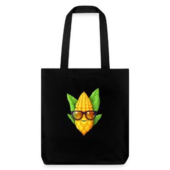 Maïs kawaii avec lunettes nerd: Cobsmart - Tote bag épais recyclé Stanley/Stella - noir - Devant