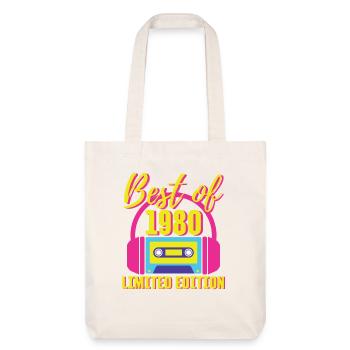 43rd Birthday Best of 1980 Cassette Tape Retro 80s - Stanley/Stella Heavyweight Recycled Tote Bag - natural white - Front