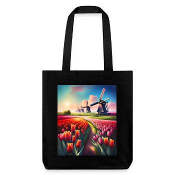 Magnifique paysage de tulipes aux Pays-Bas - Tote bag épais recyclé Stanley/Stella - noir - Devant