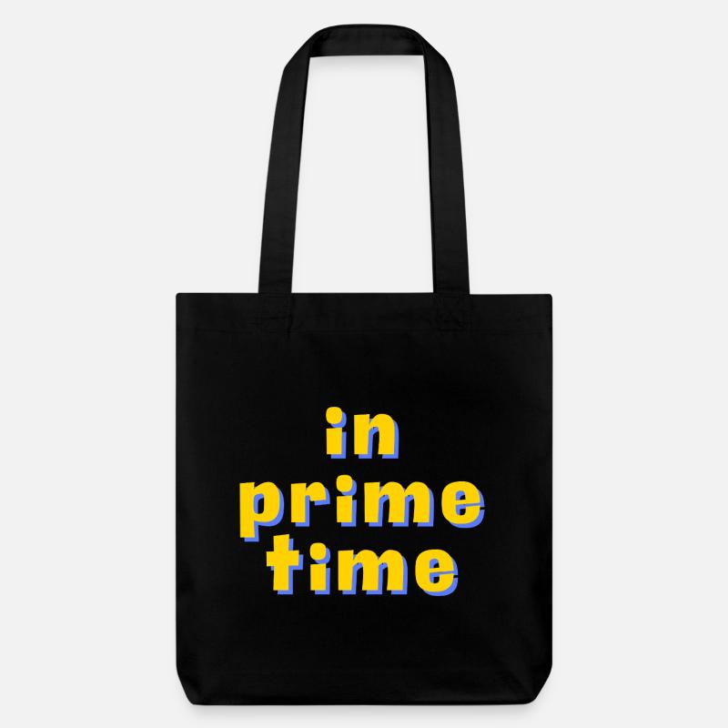 In Prime Time Retro 3D Typografie - Stanley/Stella recycelter Heavyweight Stoffbeutel - Schwarz