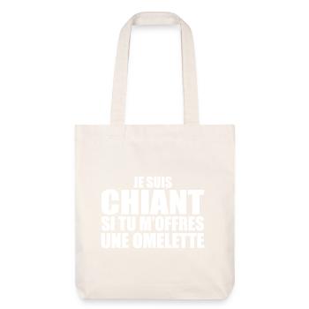 Homme qui adore : Omelette. Design Drôle Humour - Tote bag épais recyclé Stanley/Stella - blanc cassé - Devant