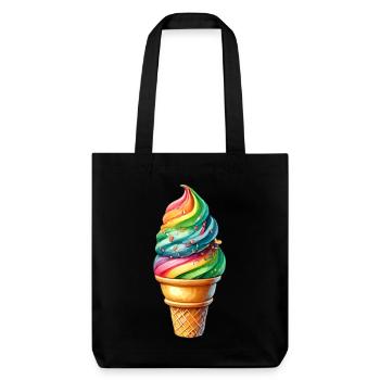 Adoucissez votre look avec ce motif de crème glacée arc-en-ciel - Tote bag épais recyclé Stanley/Stella - noir - Devant