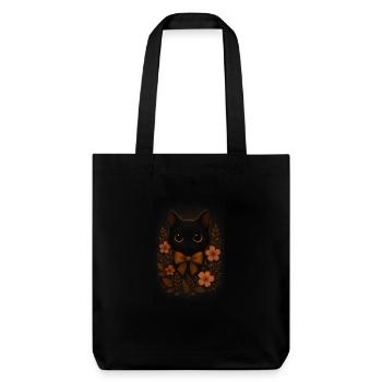 Black cat wit flowers - Stanley/Stella Heavyweight Recycled Tote Bag - black - Front