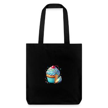 Blauer Cupcake mit bunten Streuseln - Stanley/Stella recycelter Heavyweight Stoffbeutel - Schwarz - Vorne