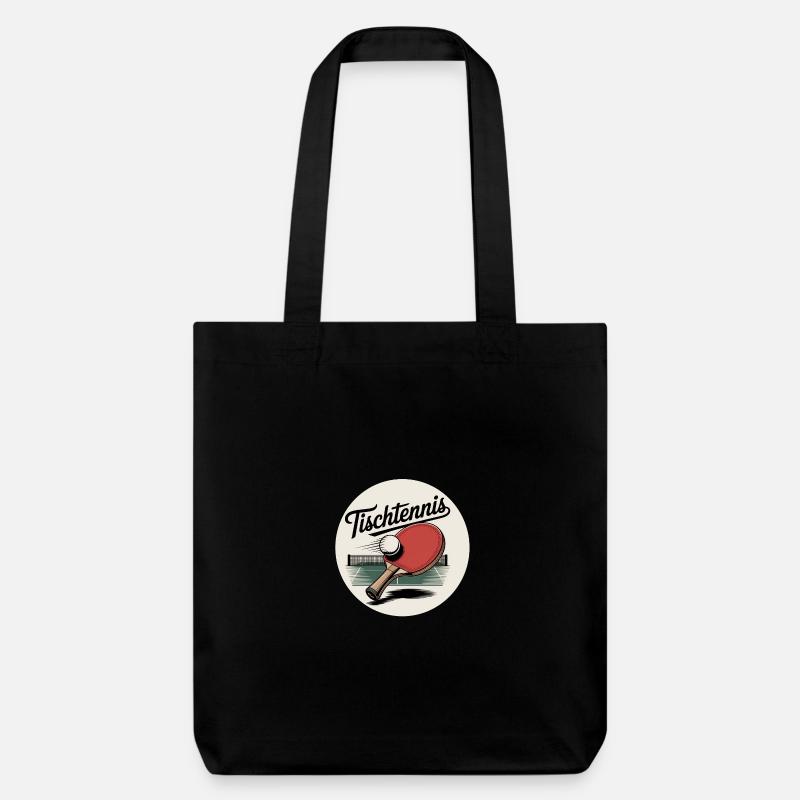 Table Tennis Retro Racket - Stanley/Stella Heavyweight Recycled Tote Bag - black