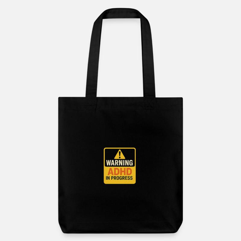 Warnung: ADHS im Gange - Stanley/Stella recycelter Heavyweight Stoffbeutel - Schwarz