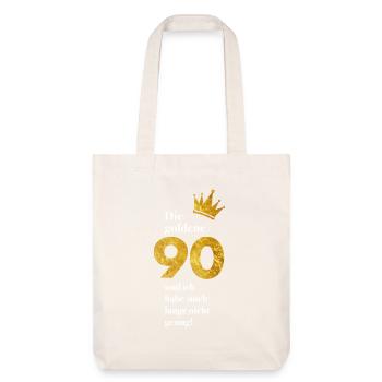 90 Jahre Gold Geburtstag - Stanley/Stella recycelter Heavyweight Stoffbeutel - Naturweiß - Vorne