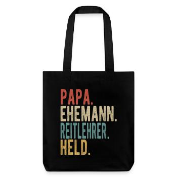 Reitlehrer Papa Ehemann Held - Stanley/Stella recycelter Heavyweight Stoffbeutel - Schwarz - Vorne