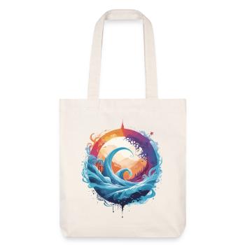 Dynamic wave and moon circle - Stanley/Stella Heavyweight Recycled Tote Bag - natural white - Front