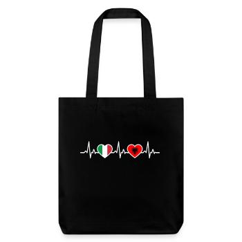 Albanien Italien Albanische Herzschlag Flagge - Stanley/Stella recycelter Heavyweight Stoffbeutel - Schwarz - Vorne