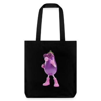 Aubergine - Stanley/Stella recycelter Heavyweight Stoffbeutel - Schwarz - Vorne