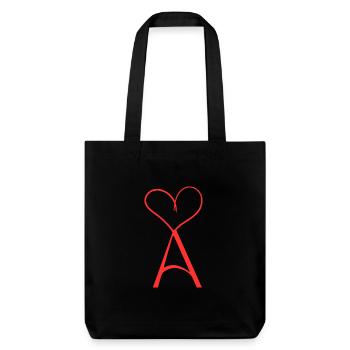 Herz mit "A" – minimalistisch und Liebevoll - Stanley/Stella recycelter Heavyweight Stoffbeutel - Schwarz - Vorne