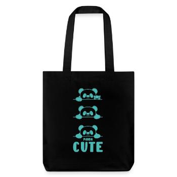 Panda Power Geschenk Bär Tier Geschenkidee - Stanley/Stella recycelter Heavyweight Stoffbeutel - Schwarz - Vorne