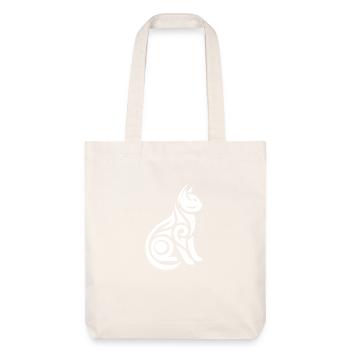 Tatouage Minimaliste Line Art Chat - Tote bag épais recyclé Stanley/Stella - blanc cassé - Devant