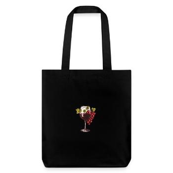 Wine Glass Wine Grapes - Stanley/Stella Heavyweight Recycled Tote Bag - black - Front
