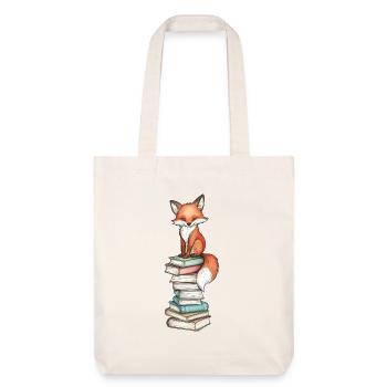 Renard sur pile de livres - Tote bag épais recyclé Stanley/Stella - blanc cassé - Devant