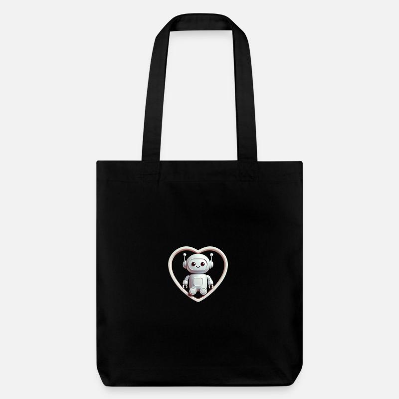 Mon petit Robot cœur - Tote bag épais recyclé Stanley/Stella - noir