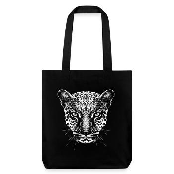 Leopard / Head / Graphic / White - Stanley/Stella Heavyweight Recycled Tote Bag - black - Front