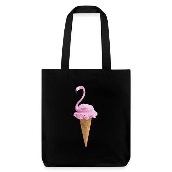 Flamingo with ice cream - Stanley/Stella Heavyweight Recycled Tote Bag - black - Front