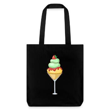 Eis Speiseeis Eiskrem Eiscreme Kugeleis Eisbecher - Stanley/Stella recycelter Heavyweight Stoffbeutel - Schwarz - Vorne